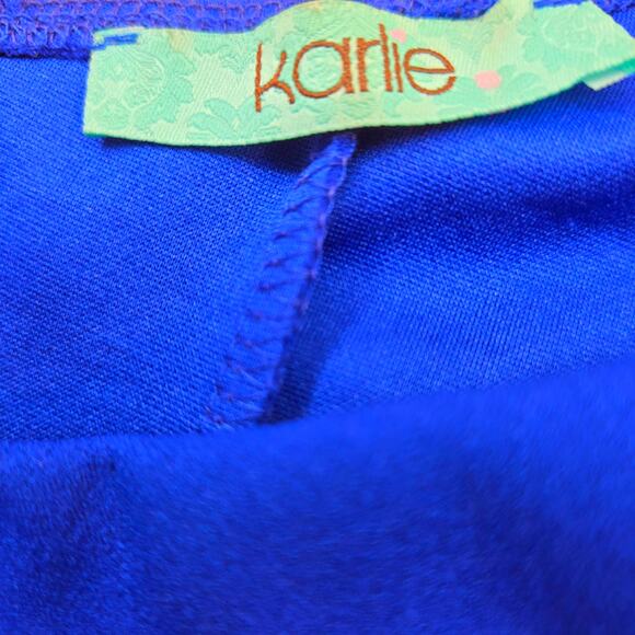 Misses junior teen dress size M medium blue one shoulder bow petite  8 10 - Picture 5 of 9